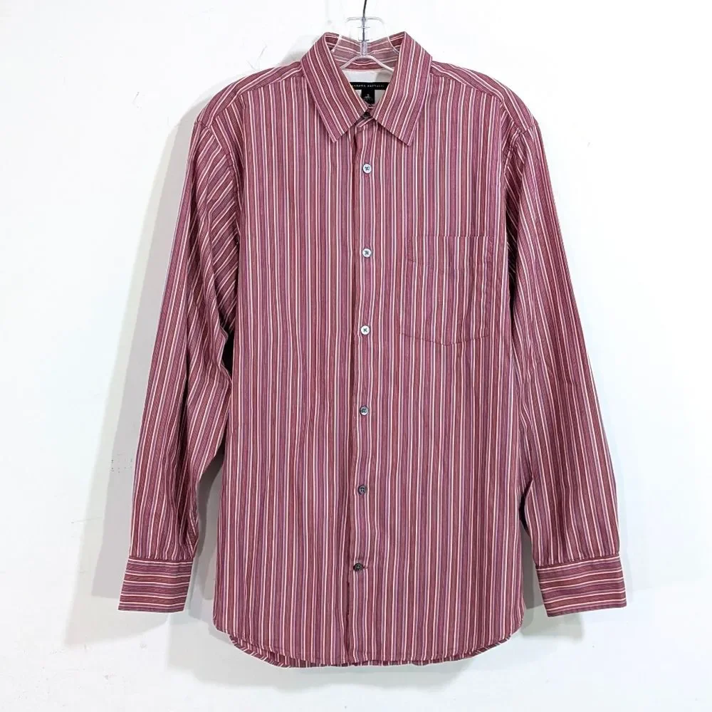 Banana Republic Striped Button Down Shirt - Size Small Mens S - Brick Red Cream